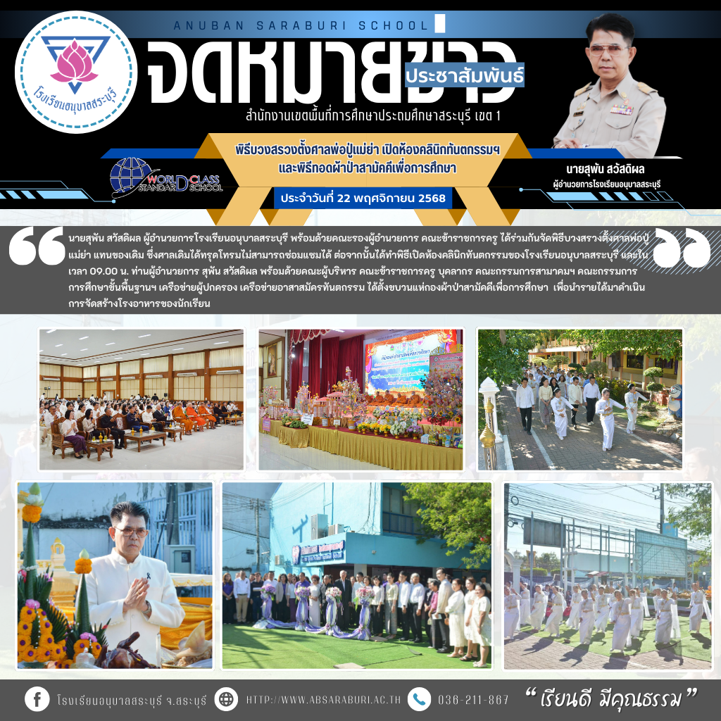 พิธีบวงสรวงตั้งศาลพ่อปู่แม่ย่า เปิดห้องคลินิกทันตกรรมฯ และพิธีทอดผ้าป่าสามัคคีเพื่อการศึกษา ปีการศึกษา 2568